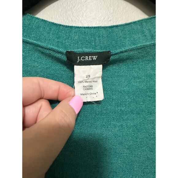 J Crew 100% Merino Wool Cardigan Sweater Women XS Green Grandpa Core 6 Button - Picture 4 of 6